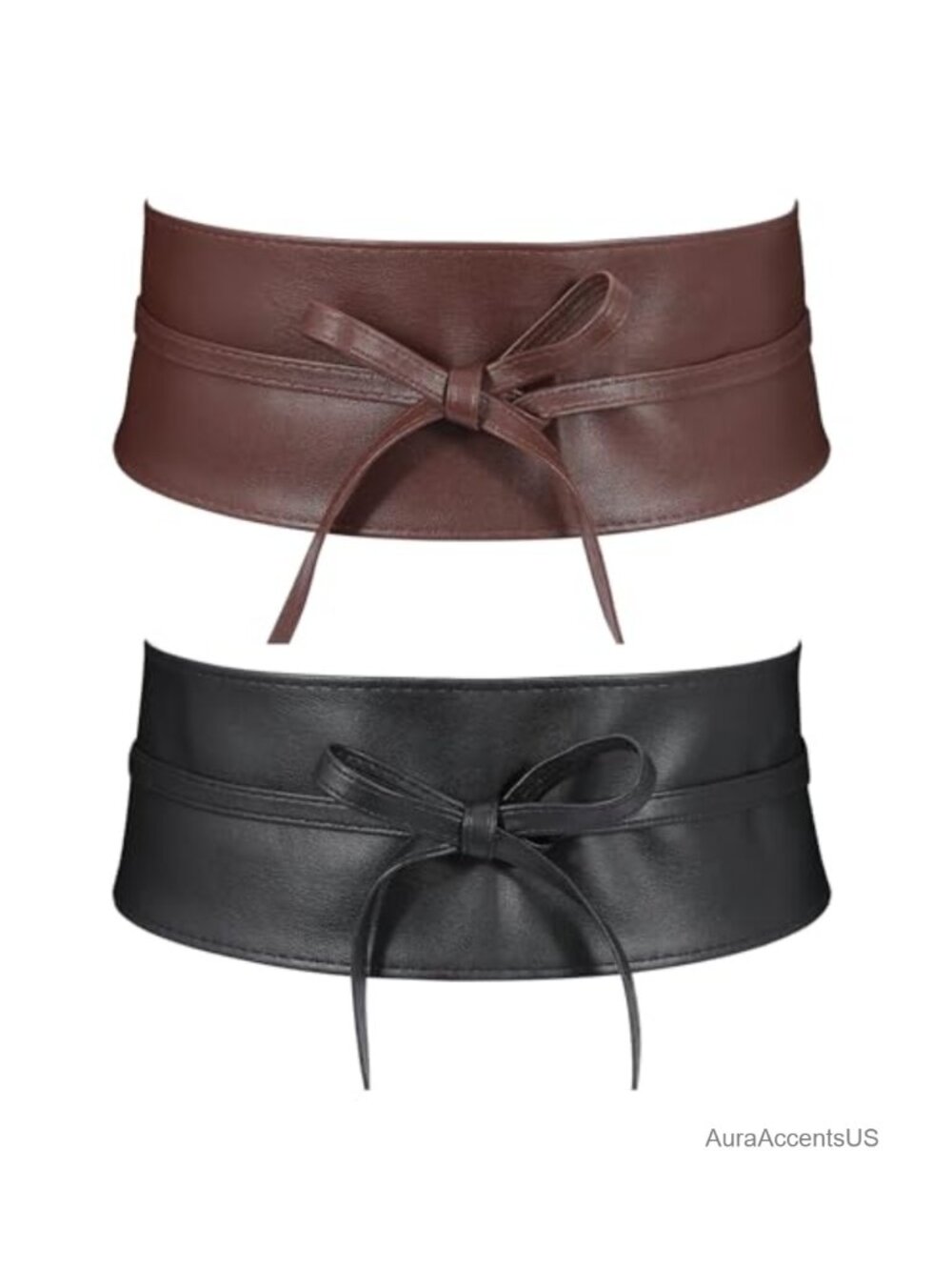 PU Leather Obi Style Wrap Waist Band Belt Women's Chic Vintage Wide Waistband